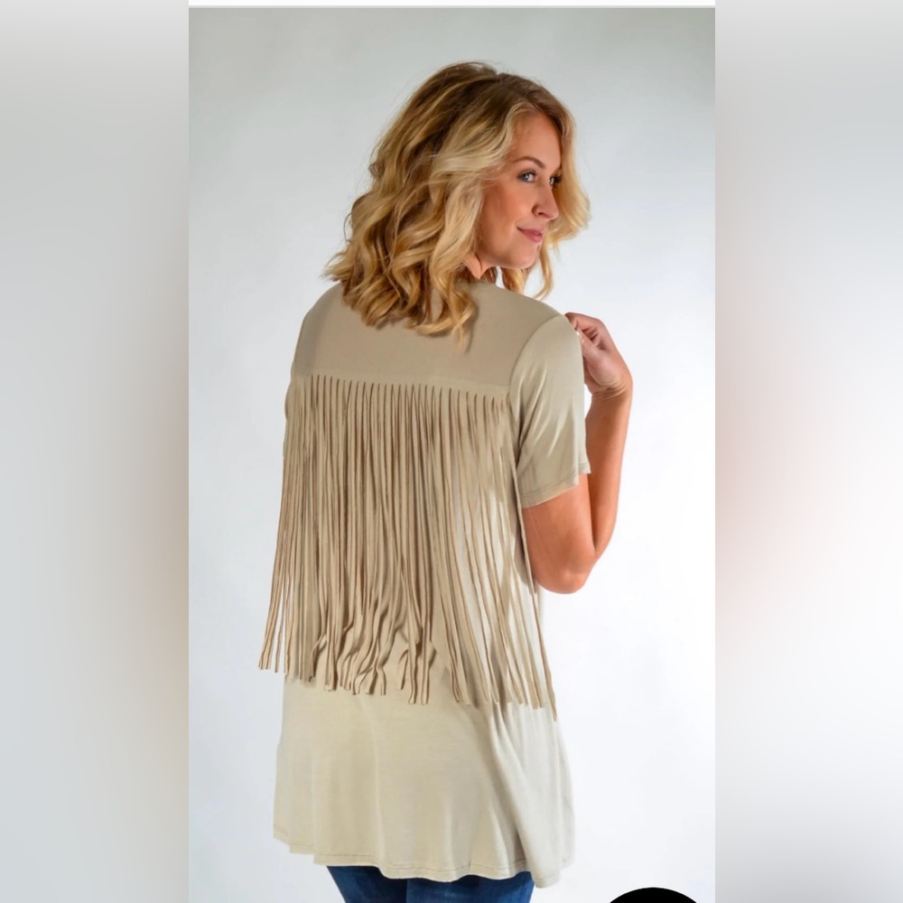 NEW Hayden LA Fringe Tee Tan Small